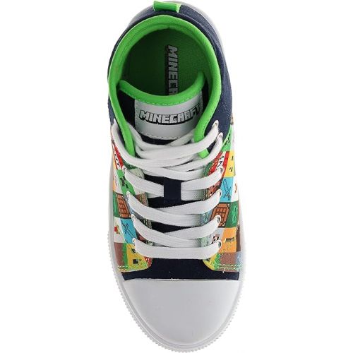  Minecraft Shoes for Boys, High-Top Sneakers for Little Kid/Big Kid, Navy/Green