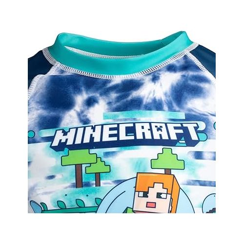  Minecraft Alex Steve Rash Guard Swim Shirt Little Kid to Big Kid