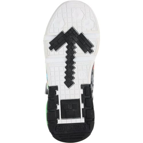  Minecraft Shoes for Boys, Light-Up Sneakers with Adjustable Strap, Green/Black, Size