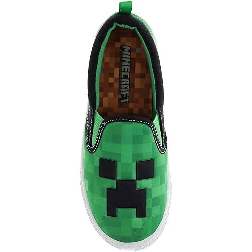  Minecraft Boys' Slip-On Shoes for Little Kids, Sport Skate Shoe Casual