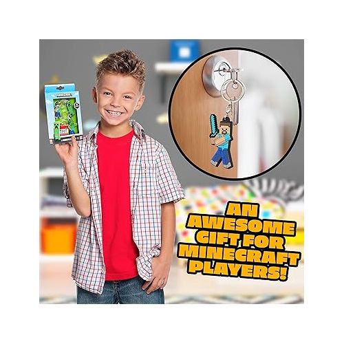  Minecraft Kids Keyrings and Silicone Wristband Set - Creeper Key Chain Set of 4, Collectables Gaming Gifts