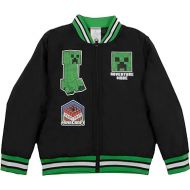 Minecraft Adventure Mode Creeper Boys Bomber Jacket, Zip-Up Varsity Jacket for Kids and Toddlers