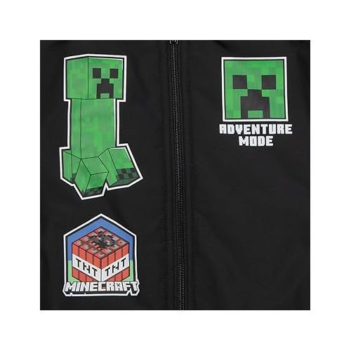  Minecraft Adventure Mode Creeper Boys Bomber Jacket, Zip-Up Varsity Jacket for Kids and Toddlers