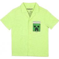 Minecraft Build Explore Create Boys Casual Button Down Short Sleeve Shirt for Kids and Toddlers