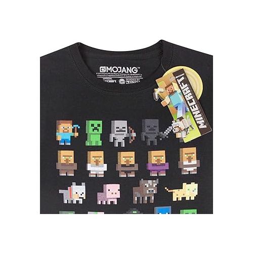  Minecraft T-Shirt Sprites Characters Gamer Gifts Boys Black Short Sleeve Top