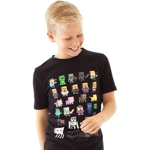  Minecraft T-Shirt Sprites Characters Gamer Gifts Boys Black Short Sleeve Top