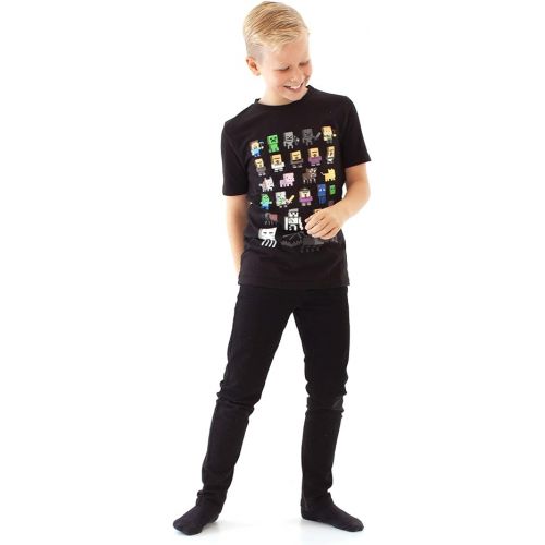  Minecraft T-Shirt Sprites Characters Gamer Gifts Boys Black Short Sleeve Top