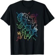Minecraft Group Shot Rainbow Collage T-Shirt
