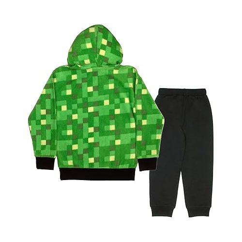  Minecraft Creeper Graphic 2-Piece Set - Boys Fleece Pullover Hoodie & Jogger Pants 2-Pack Bundle Set for Kids and Toddlers