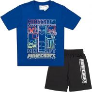 Minecraft Creeper Boys Short Sleeve T-Shirt & Shorts, 2-Piece Gamer Outfit Set for Kids and Toddlers