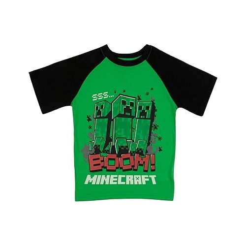  Minecraft Creeper 4 Pack T-Shirt Bundle Set, Shirts for Boys 4-Pack Set