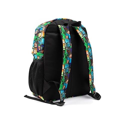  Minecraft All Over Print Kids Black Backpack Boys School Rucksack (One Size)