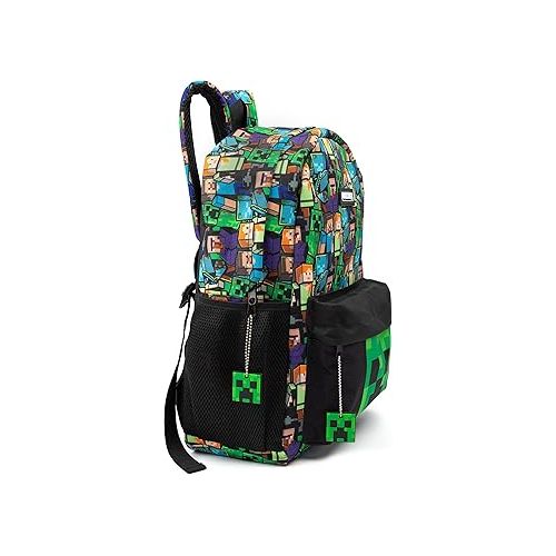  Minecraft All Over Print Kids Black Backpack Boys School Rucksack (One Size)