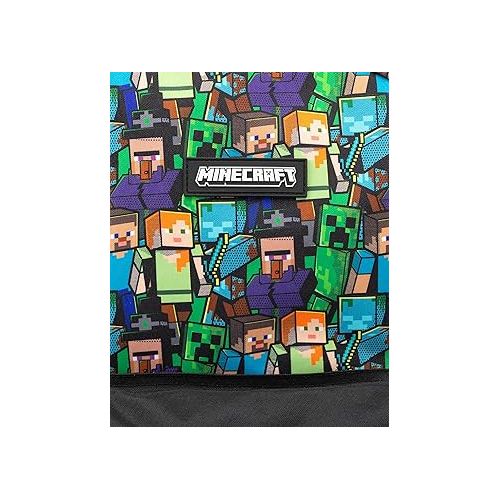  Minecraft All Over Print Kids Black Backpack Boys School Rucksack (One Size)