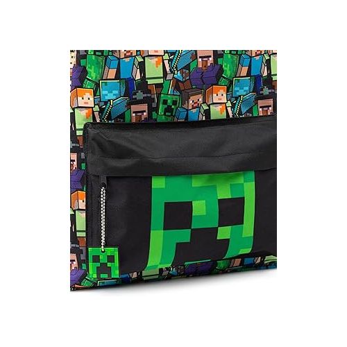  Minecraft All Over Print Kids Black Backpack Boys School Rucksack (One Size)