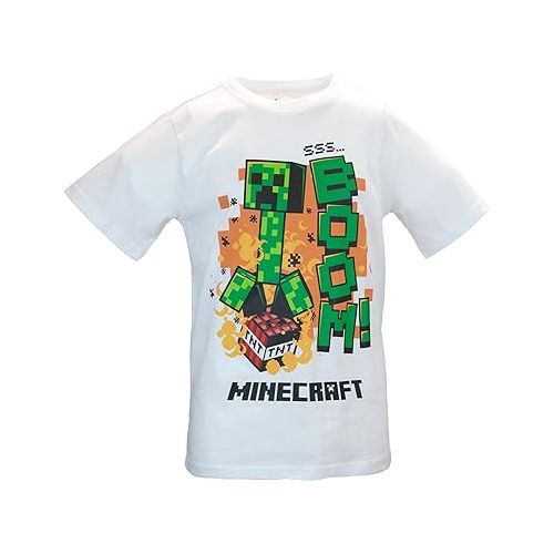  Minecraft Creeper Boys 3-Piece Bundle Set, Zip up Fashion Hoodie, Short Sleeve T-Shirt, and Jogger Sweatpants