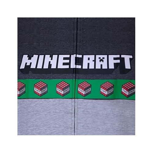  Minecraft Creeper Boys 3-Piece Bundle Set, Zip up Fashion Hoodie, Short Sleeve T-Shirt, and Jogger Sweatpants