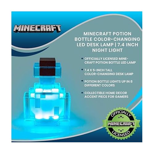  Minecraft Potion Bottle Color-Changing LED Desk Lamp | 7 Inch Night Light