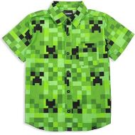 Minecraft Creeper Short Sleeve Button Down Dress Shirt