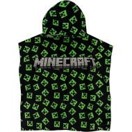 Minecraft Hooded Towel | Creeper Beach Towel for Boys | Gaming Towel Poncho | Gamer Wearable Towel | One Size Black