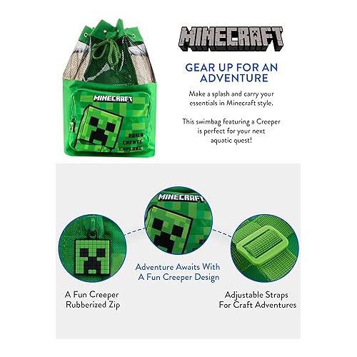  Minecraft Swimming Bag | Creeper Boys Swim Bag | Children’s Swimming Bag | One Size Green