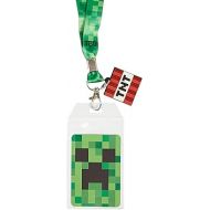 Boys Minecraft Lanyard Badge Holder -Black and Green Minecraft Creeper Face Lanyard Badge Holder - (Unisex, Green Red)