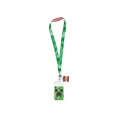  Boys Minecraft Lanyard Badge Holder -Black and Green Minecraft Creeper Face Lanyard Badge Holder - (Unisex, Green Red)