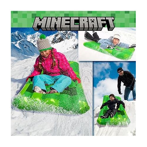  Officially Licensed Minecraft Inflatable Creeper Snow Sled for Kids - Durable/Easy to Inflate - Large 48