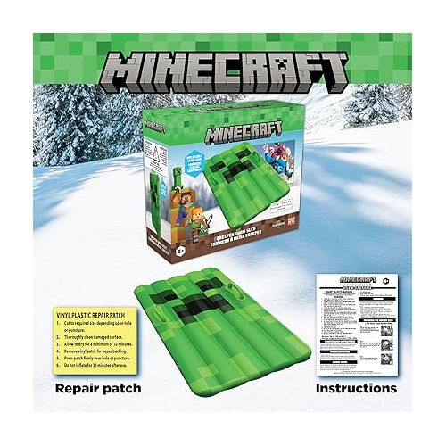  Officially Licensed Minecraft Inflatable Creeper Snow Sled for Kids - Durable/Easy to Inflate - Large 48