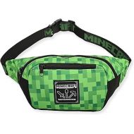 Boys Minecraft Fanny Pack Bag -Black and Green Minecraft Creeper Face Fanny Pack Bag, Adjustable - (Unisex, Black Green)