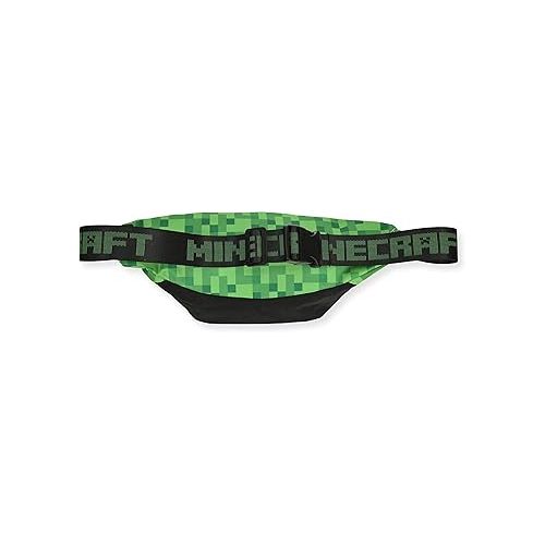  Boys Minecraft Fanny Pack Bag -Black and Green Minecraft Creeper Face Fanny Pack Bag, Adjustable - (Unisex, Black Green)