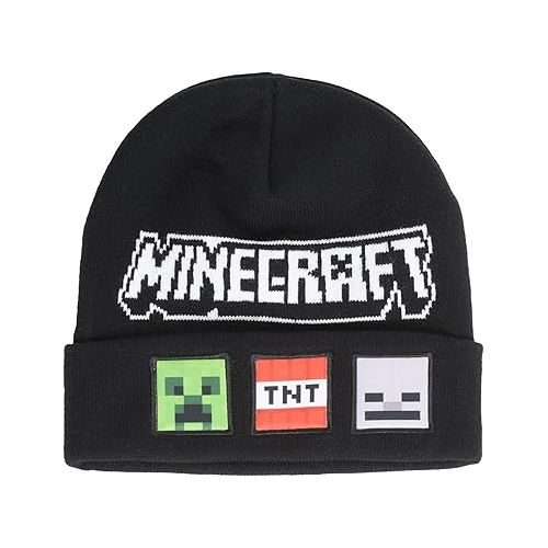  Minecraft Creeper & TNT Knit Scarf & Cuff Beanie Cold Weather Set for Kids & Adults, 2 PC Set