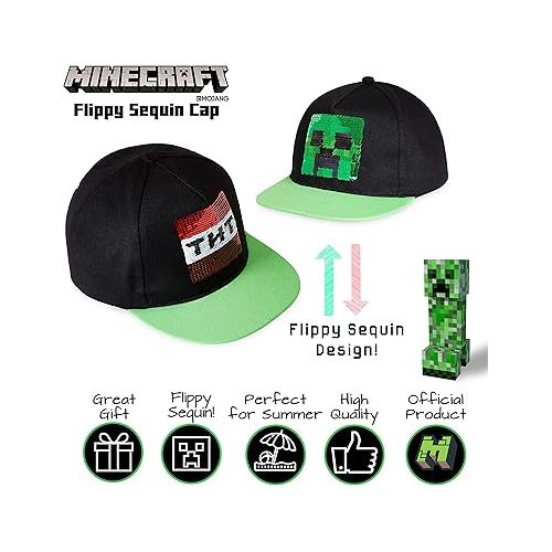  Minecraft Baseball Caps for Boys, Kids Trucker Hat with Creeper and TNT, One Size Baseball Cap, Official Video Game Merchandise for Childrens, Gifts for Gamers (Multicoloured)