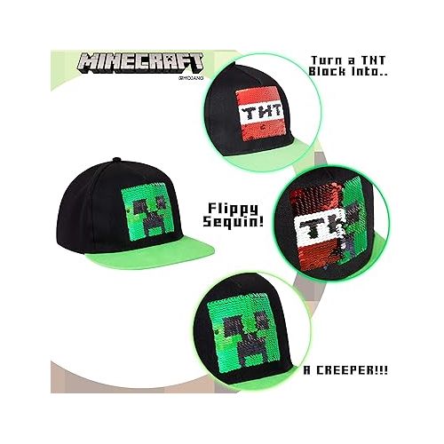  Minecraft Baseball Caps for Boys, Kids Trucker Hat with Creeper and TNT, One Size Baseball Cap, Official Video Game Merchandise for Childrens, Gifts for Gamers (Multicoloured)