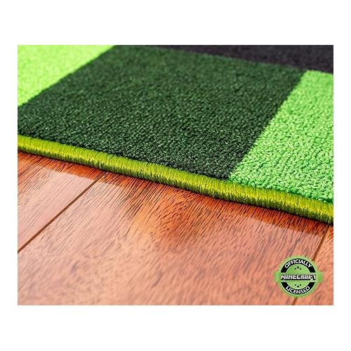  Minecraft Green Creeper Large Square Area Rug | Official Video Game Collectible | Indoor Floor Mat, Rugs for Living Room and Bedroom | Home Decor for Kids Room, Playroom | 52 x 52 Inches