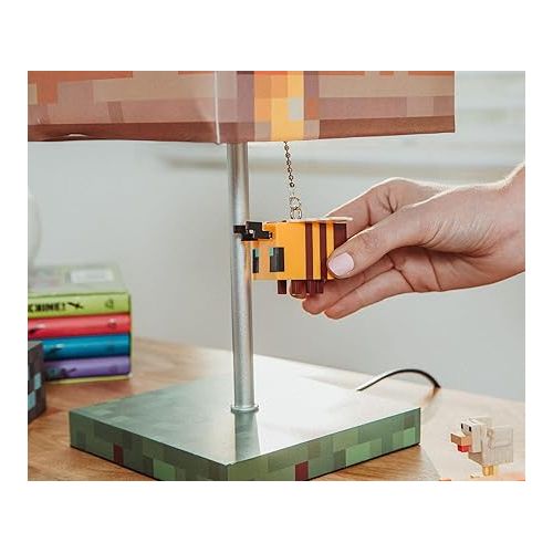  Minecraft Yellow Bee Nest Block Desk Lamp with 3D Bee Puller | Nightstand Table Lamp with LED Mood Light for Bedroom, Desk, Living Room, Playroom | Home Decor Kids Room Essentials | Video Game Gifts