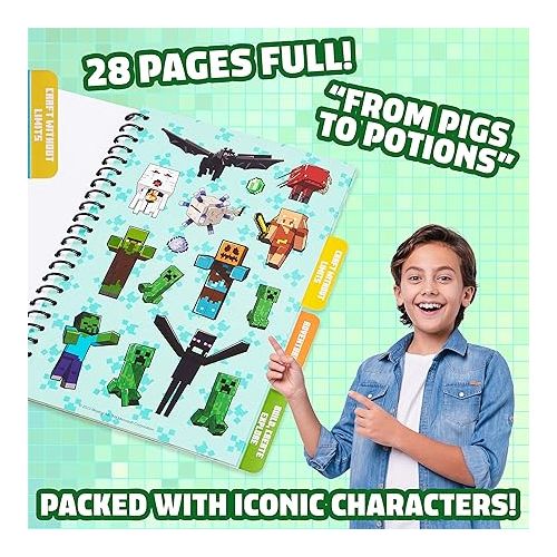  Minecraft Sticker Book for Kids with 28 Sticker Sheets Over 1000 Stickers Creeper Collector Stickers for Scrapbooking Creative Book Stickers Activity Set Gamer Gifts for Boys