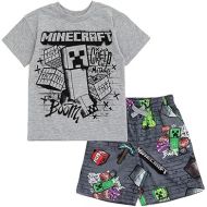 Minecraft Creeper Skeleton Zombie Enderman Graphic T-Shirt and Mesh Shorts Outfit Set Little Kid to Big Kid