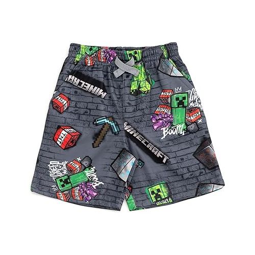  Minecraft Creeper Skeleton Zombie Enderman Graphic T-Shirt and Mesh Shorts Outfit Set Little Kid to Big Kid