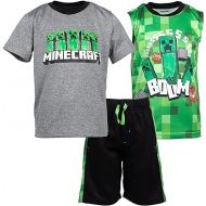 Minecraft Creeper T-Shirt Tank Top and MeshShorts 3 Piece Outfit Set Little Kid to Big Kid