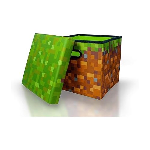 Minecraft Grass Block Storage Cube Organizer Storage Cube | Grass Block From Cubbies Storage Cubes | Organization Cubes | 15-Inch Square Bin With Lid