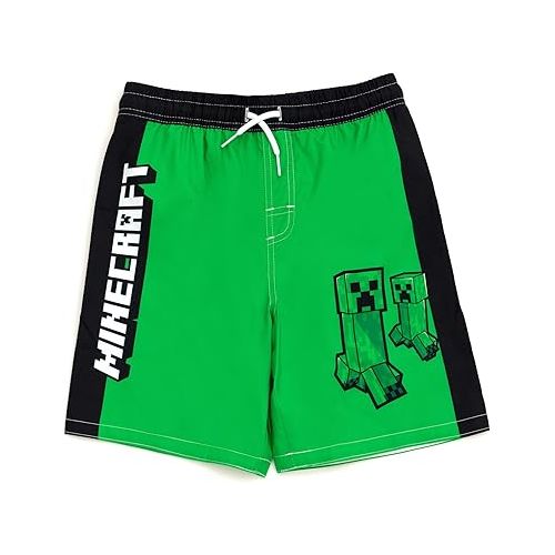  Minecraft Zombie Creeper Alex Steve Rash Guard and Swim Trunks Outfit Set Little Kid to Big Kid