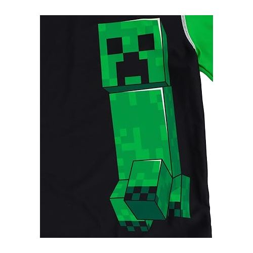  Minecraft Zombie Creeper Alex Steve Rash Guard and Swim Trunks Outfit Set Little Kid to Big Kid