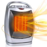 Minetom Oscillating Portable Ceramic Space Heater, 750/1500W Electric Heater with Thermostat Overheat Protection and Tip Over Protection, Personal Heater with Carrying Handle for Home Offi