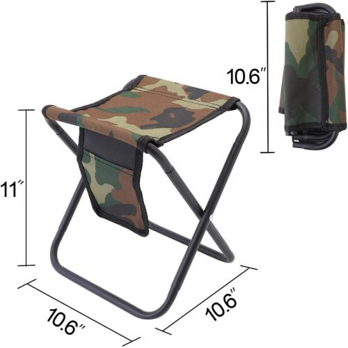  MingSo Mini Portable Folding Stool, Camping Fishing Stool for Adults Fishing Hiking Gardening and Beach with Carry Bag, Hold Up to 450lbs [Camouflage]