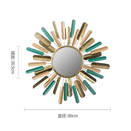  Mingming52091 Houshold Home Decoration Mirror Gold Sunburst Bronze Leaf Metal Assembled Decorative Wall Mounted Mirror for the Entrance Living Room Mirror for Home Decoration Convenient