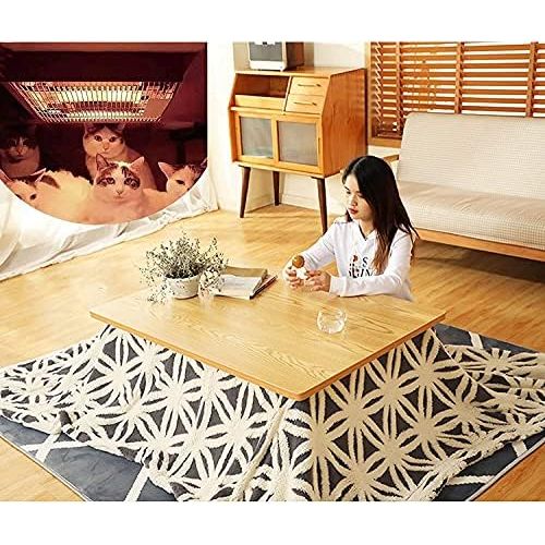  MingrXieh Heating Table Tatami Kotatsu Table,Japanese Stove Heated Table,Solid Wood Tatami Heater,Square Futon Table,Heater/Blanket/Carpet (Color : Log Color Table)