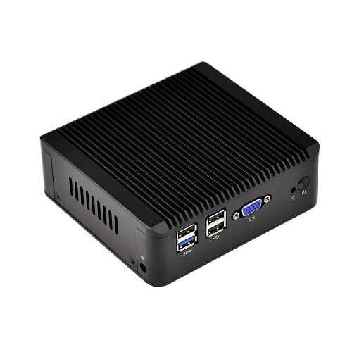  Qotom-Q190G4U-S02 Black Mini PC Windows Pfsense Intel Celeron Processor J1900 Quad-Core with VGA 4 NIC 4 USB (2G RAM + 32G SSD + 150M WiFi)