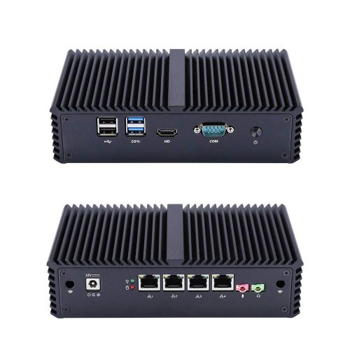  Qotom-Q355G4 Thin Client Fanless Mini PC AES-NI with 4 Ethernet LAN Support pfSense Intel Core i5 5200U Computer (2G RAM + 32G SSD + 300M WiFi)