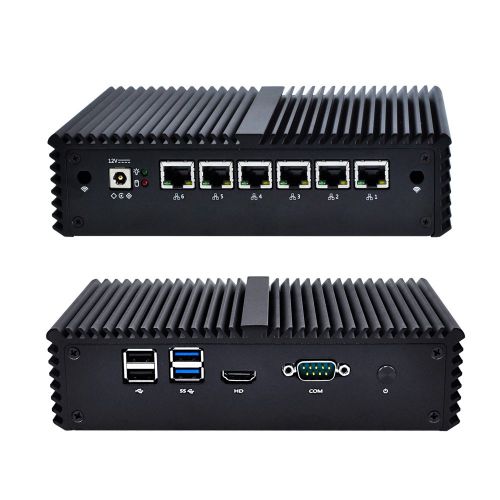  Qotom-Q550G6-S05 Qotom Mini PC Barebone 6 LAN Micro PC AES-NI Dual Core i5 6200U Support Pfsense Firewall Linux Ubuntu Fanless Mini Computer Server